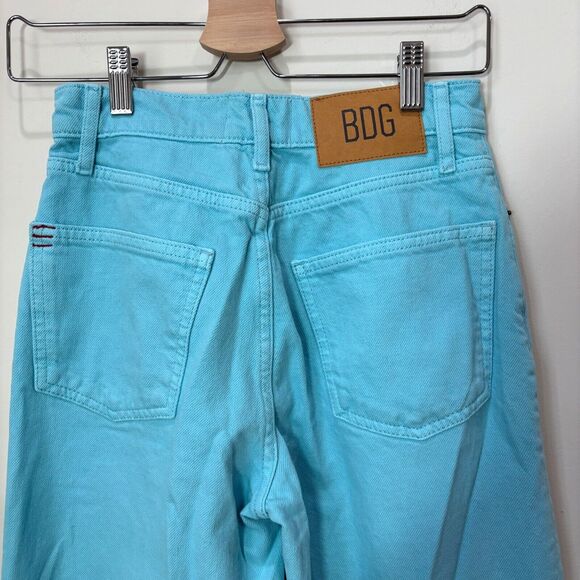 BDG Urban Outfitters High Rise Wide Leg Turquoise Blue Colored Jeans 25 Baggy - Picture 4 of 14